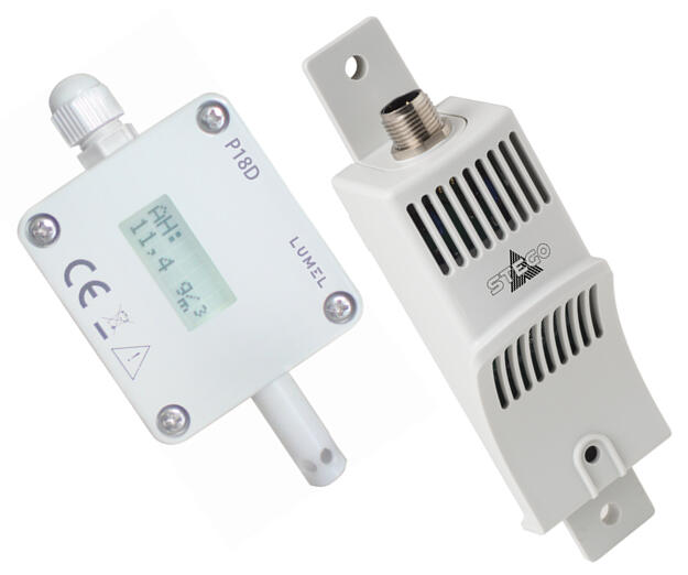 Produktbild fukt- och temperaturgivare Stego och Lumel